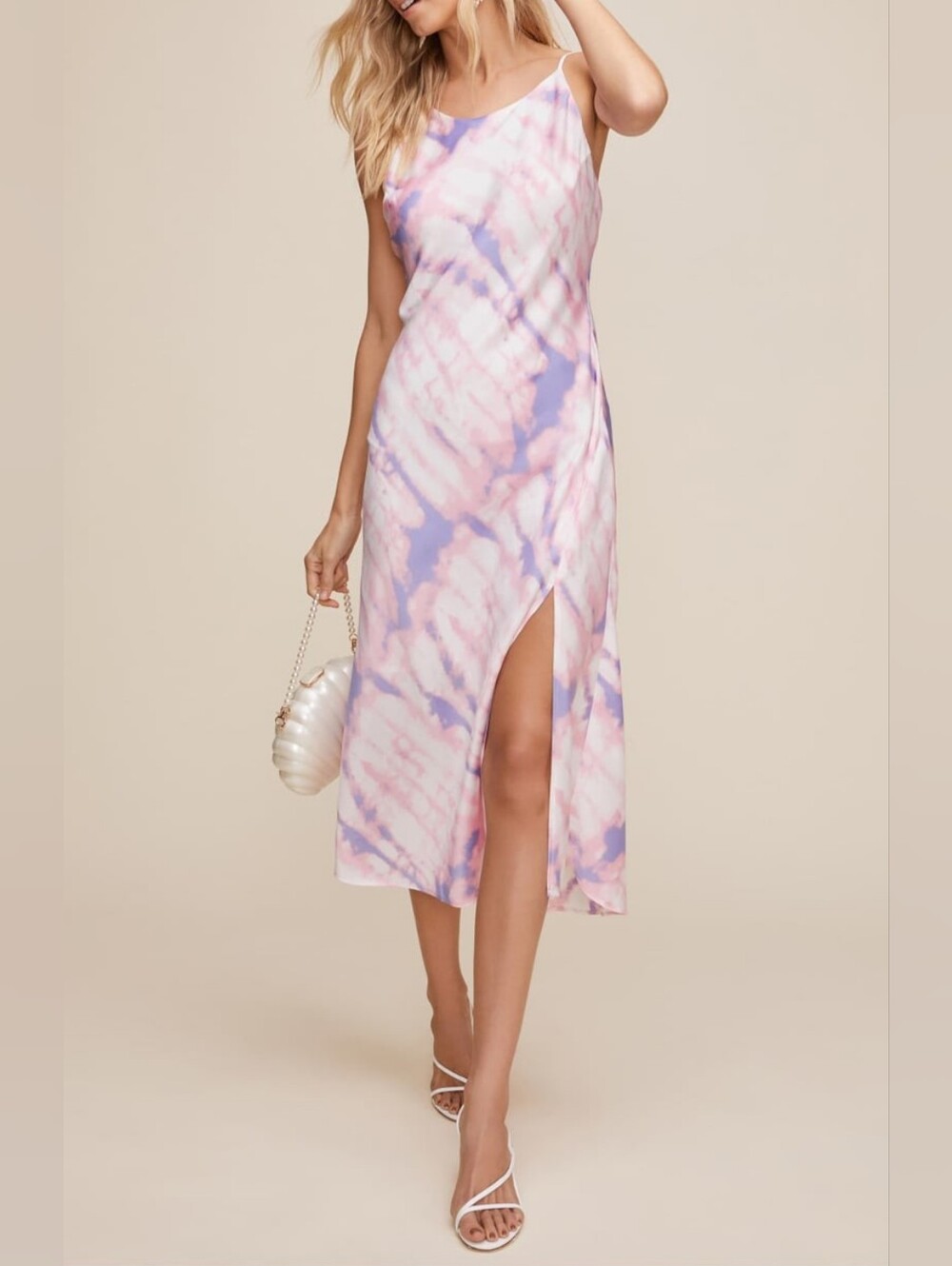 Astr The Label Pink Purple Bias Cut Sleeveless Satin Midi Slip Dress Size XL - Picture 2 of 12